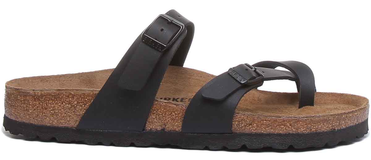 Sandales Birkenstock Mayari | Noires en Birko-Flor - finition métallisée pour femme