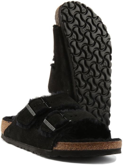 Sandali Birkenstock Arizona | Camoscio nero foderato in shearling per donna