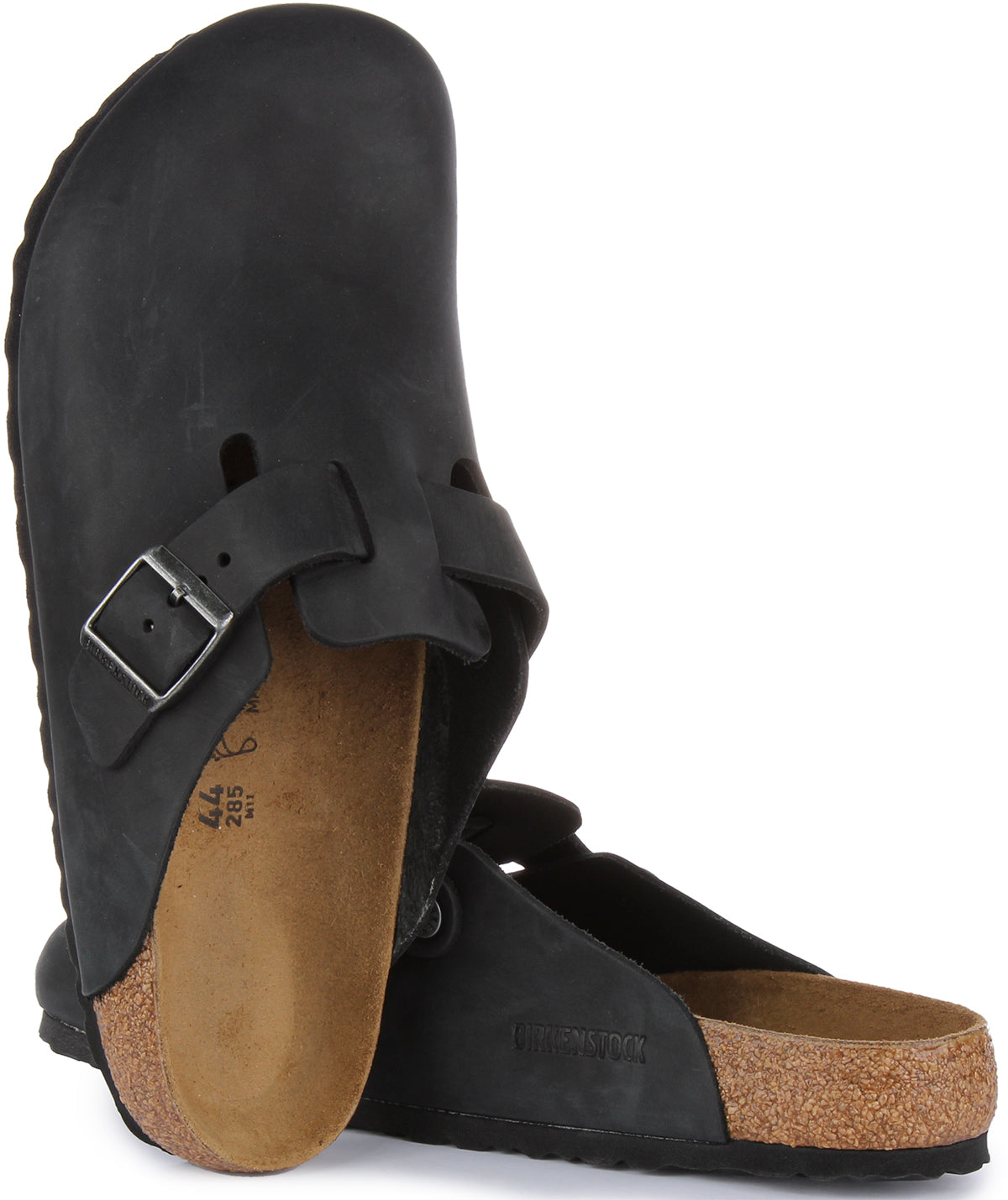 Sabots Birkenstock Boston | Cuir véritable noir pour homme et femme
