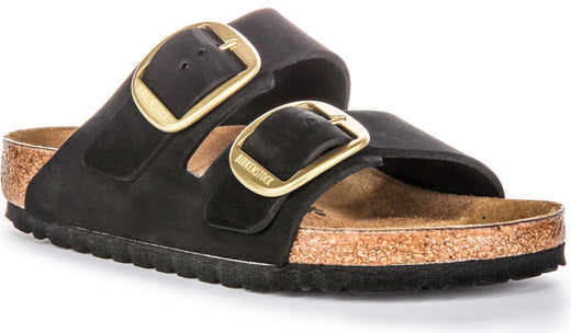 Sandali Birkenstock Arizona | Pelle scamosciata nera - Fibbia grande da donna