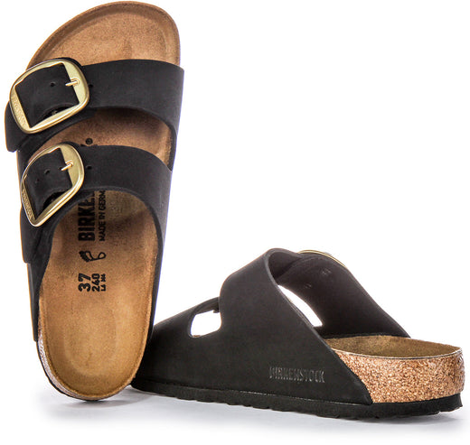 Sandali Birkenstock Arizona | Pelle scamosciata nera - Fibbia grande da donna