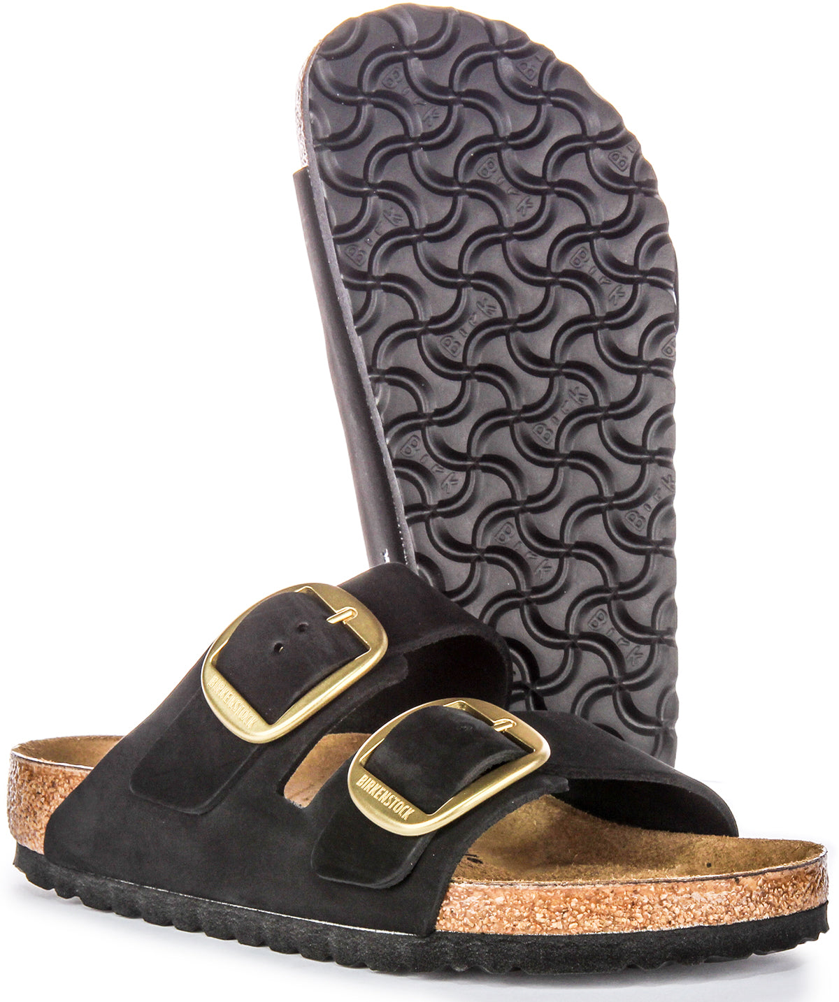 Birkenstock Arizona-sandaler | svart mockaläder - stort spänne för dam