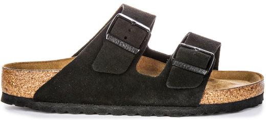 Sandali Birkenstock Arizona | Pelle scamosciata nera - Plantare morbido da uomo e donna