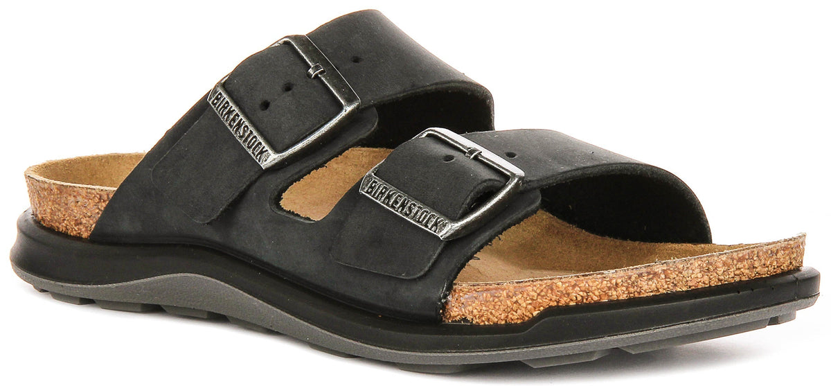 Sandales Birkenstock Arizona | Cuir suédé noir - Semelle Crosstown pour femmes - Coupe normale