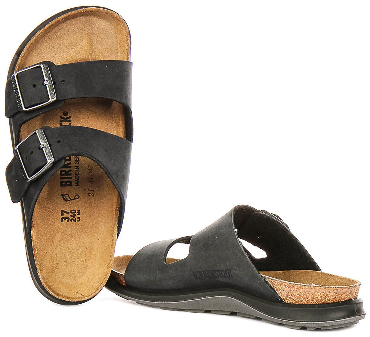Sandales Birkenstock Arizona | Cuir suédé noir - Semelle Crosstown pour femmes - Coupe normale