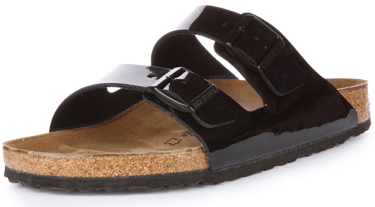 Sandalias Birkenstock Arizona | Birko-Flor negro brillante para mujer