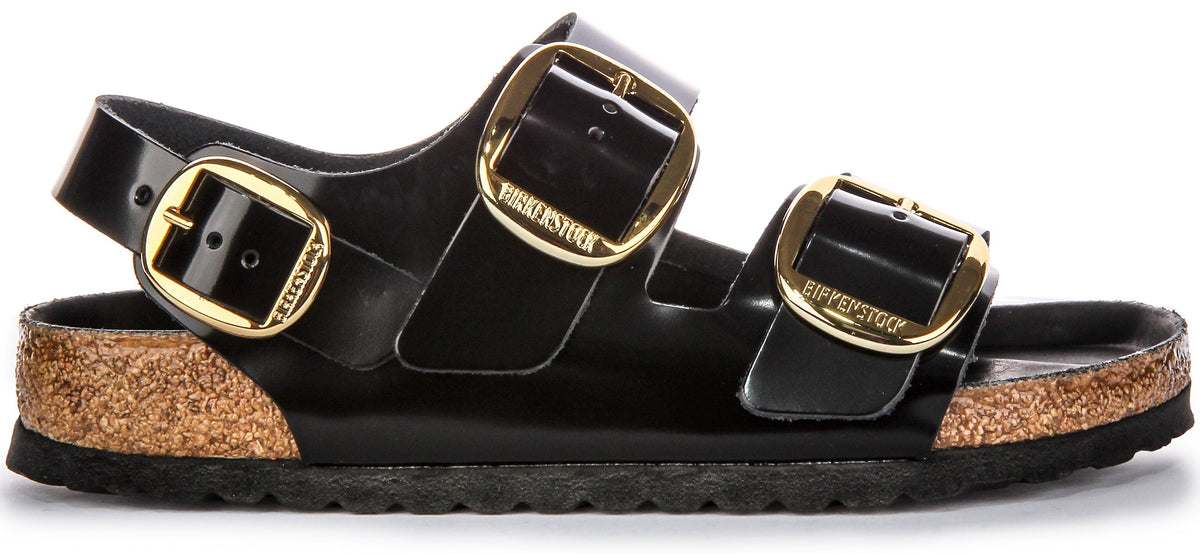 Sandali Birkenstock Milano | Pelle verniciata nera da donna