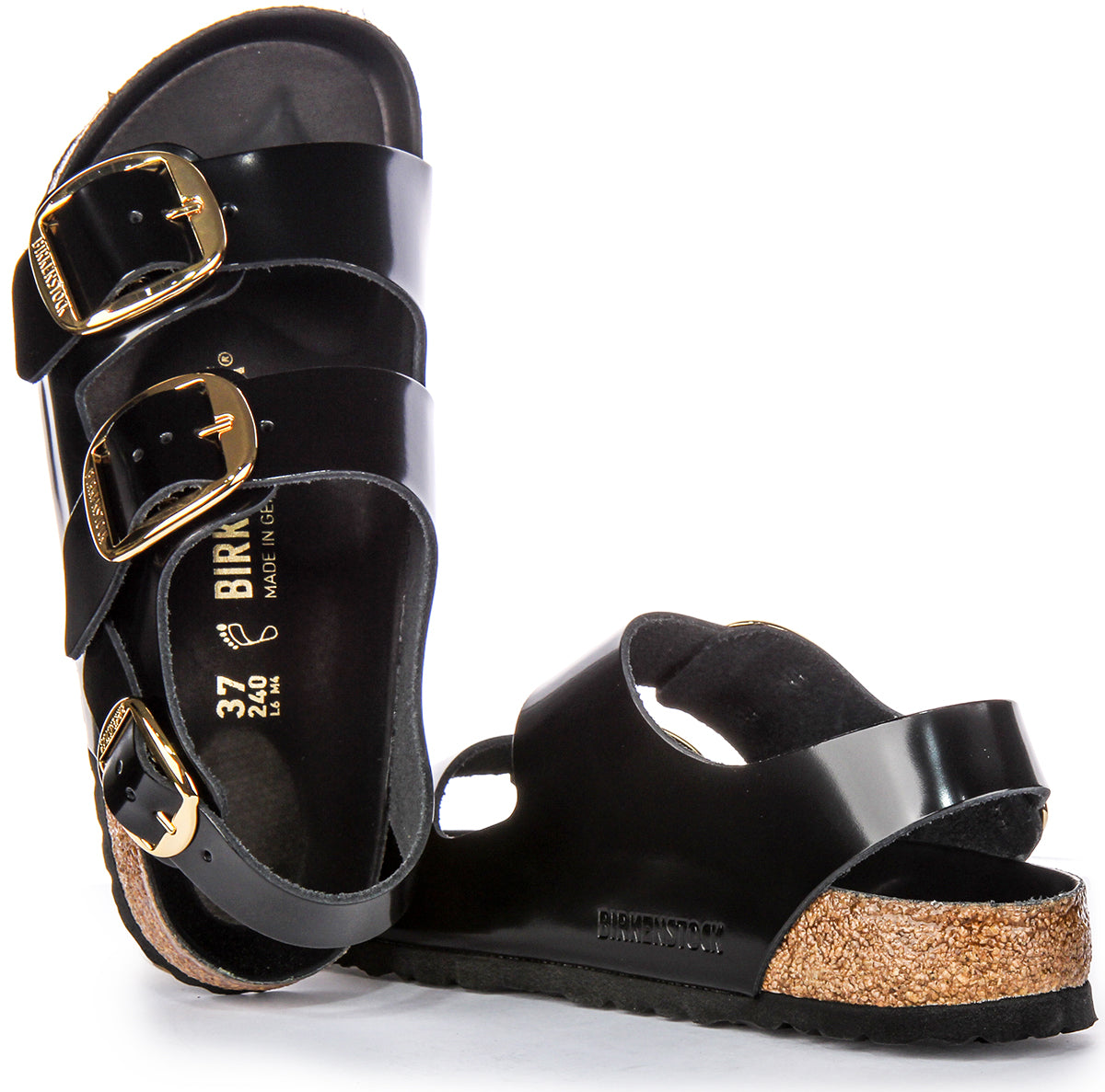Sandali Birkenstock Milano | Pelle verniciata nera da donna