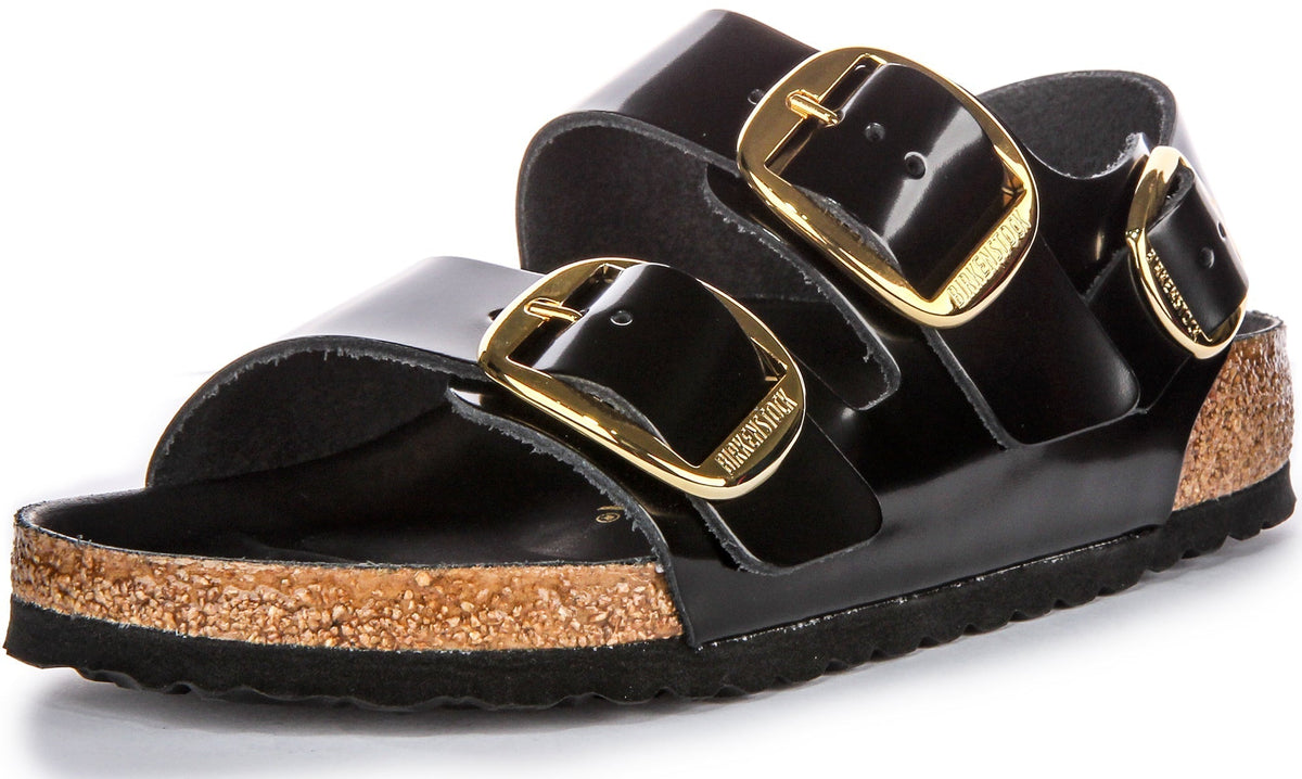 Sandali Birkenstock Milano | Pelle verniciata nera da donna