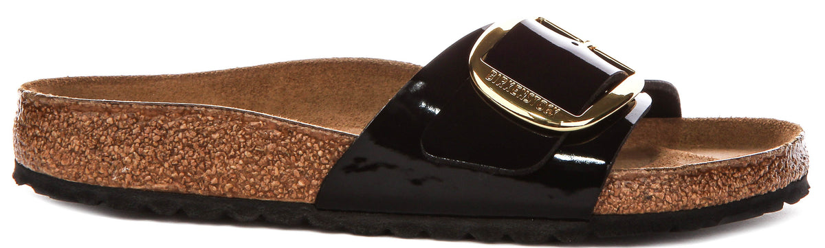 Birkenstock Madrid-sandalen | zwart lakleer - grote gesp voor dames - normale pasvorm