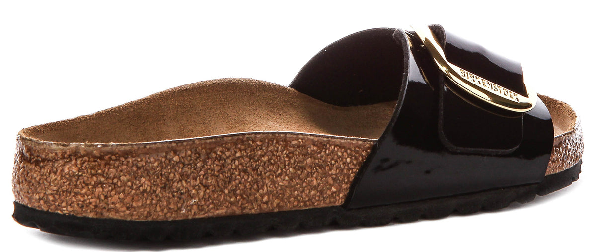 Birkenstock Madrid-sandalen | zwart lakleer - grote gesp voor dames - normale pasvorm