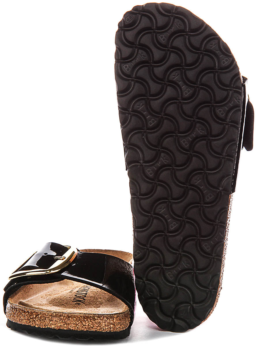 Birkenstock Madrid-sandalen | zwart lakleer - grote gesp voor dames - normale pasvorm