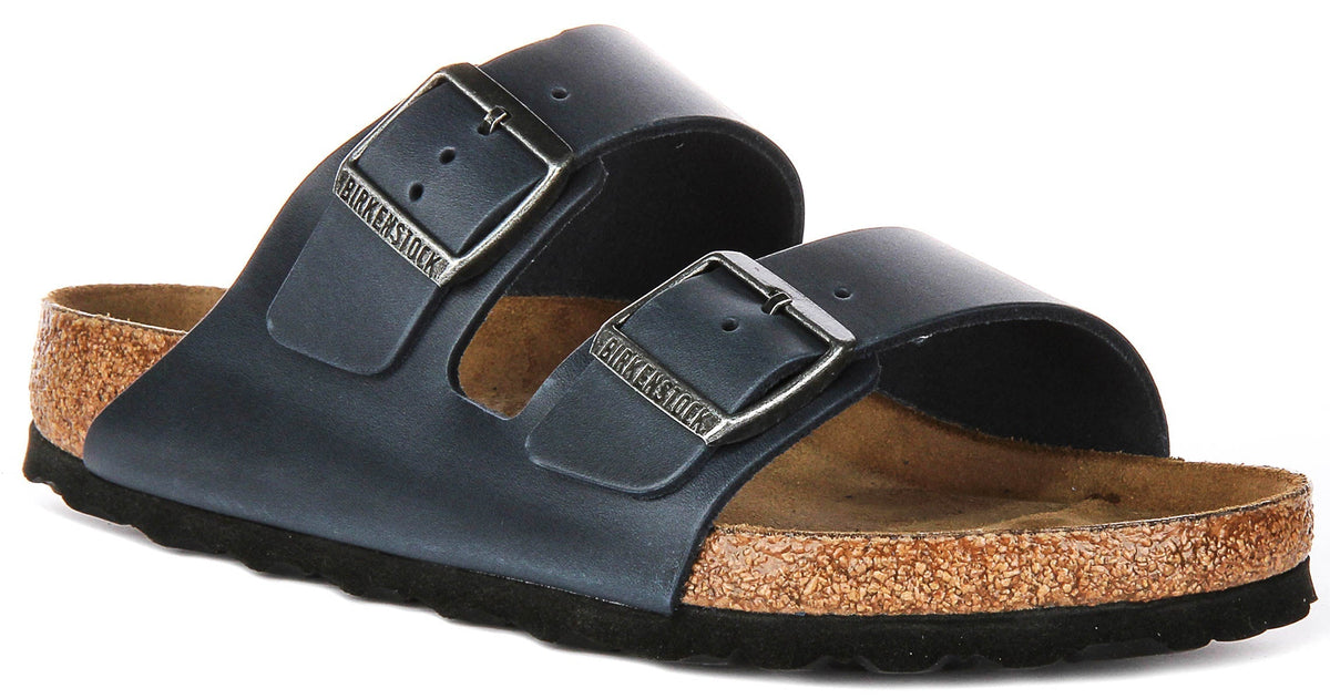 Sandalias Birkenstock Arizona | Cuero auténtico azul - Plantilla suave para hombre y mujer - Horma normal
