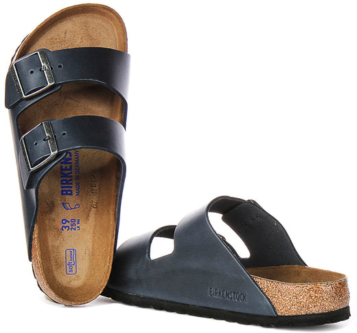 Sandali Birkenstock Arizona | Pelle blu autentica - plantare morbido per uomo e donna - calzata regolare