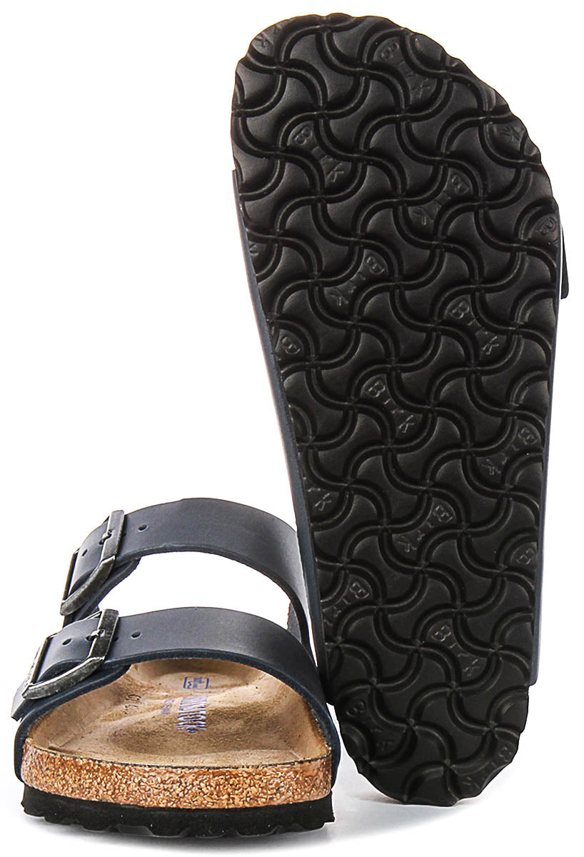 Sandalias Birkenstock Arizona | Cuero auténtico azul - Plantilla suave para hombre y mujer - Horma normal