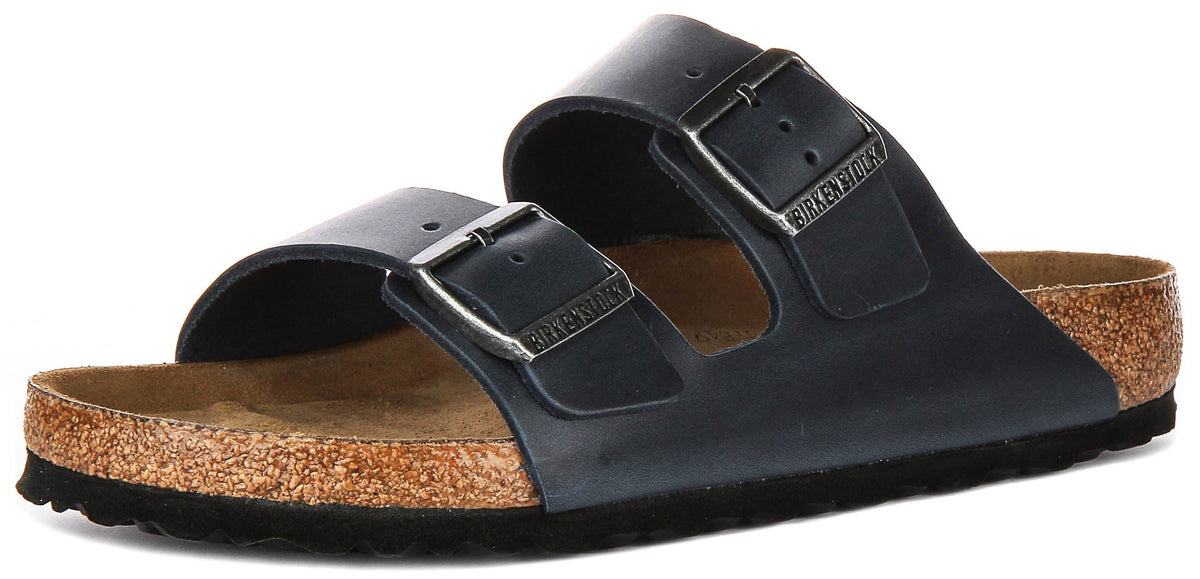 Sandali Birkenstock Arizona | Pelle blu autentica - plantare morbido per uomo e donna - calzata regolare