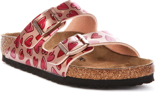 Birkenstock Arizona-sandalen | koperkleurig Birko-Flor - hartjesprint voor kinderen - normale pasvorm