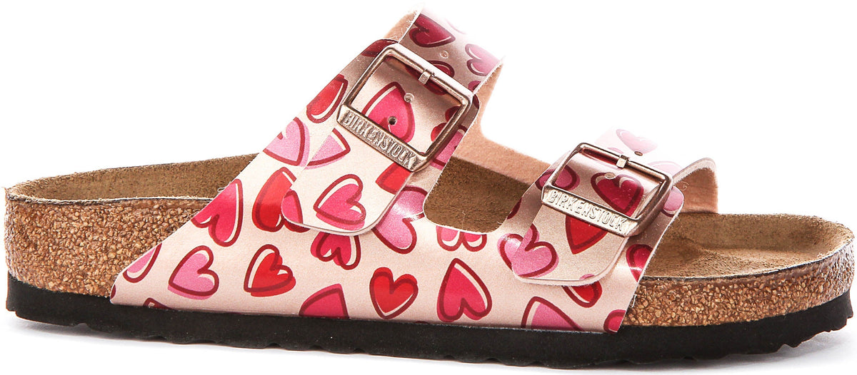 Birkenstock Arizona-sandalen | koperkleurig Birko-Flor - hartjesprint voor kinderen - normale pasvorm