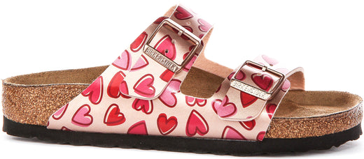 Birkenstock Arizona-sandalen | koperkleurig Birko-Flor - hartjesprint voor kinderen - normale pasvorm