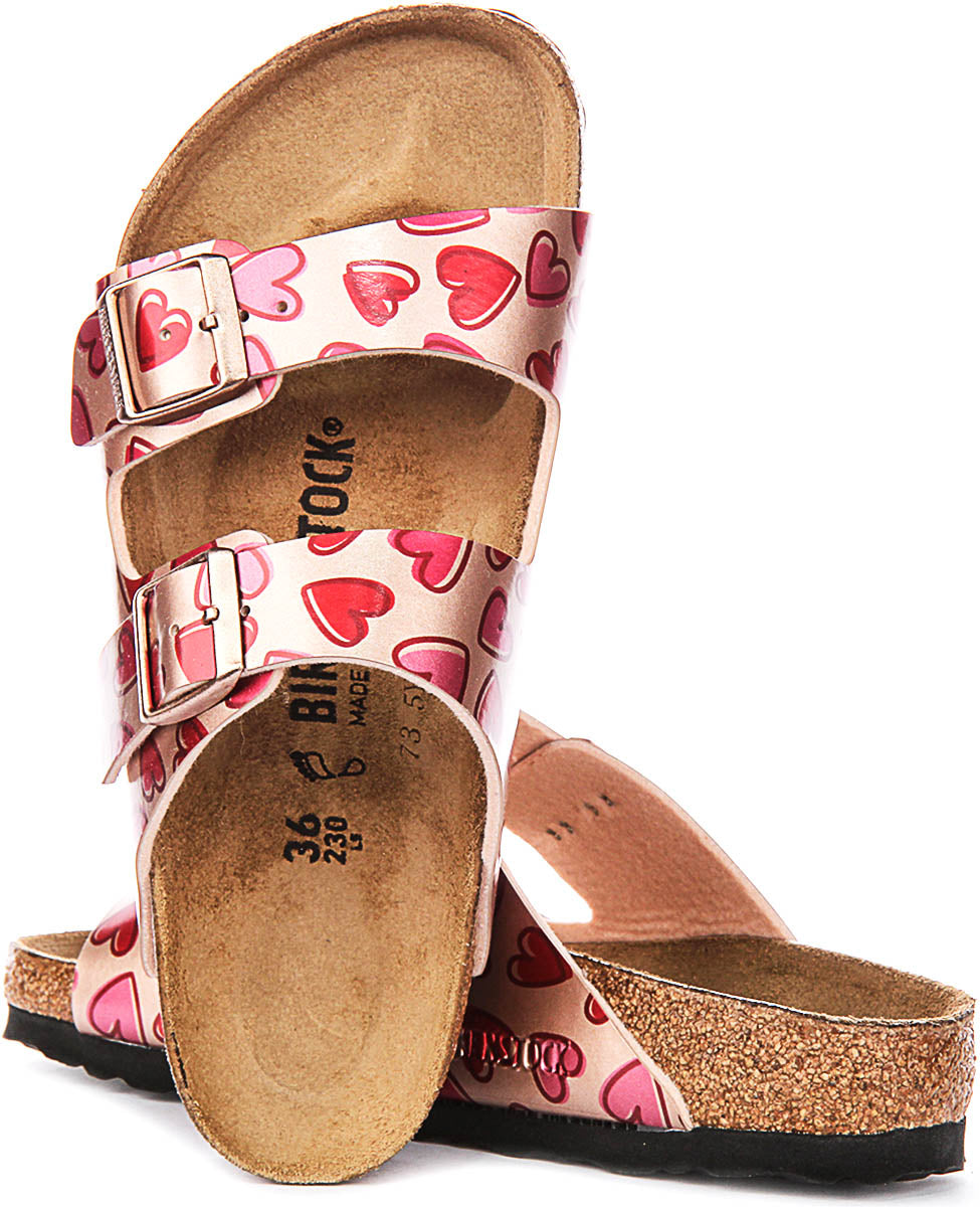 Birkenstock Arizona-sandaler | kopparfärgad Birko-Flor - hjärtmönster för barn - normal passform