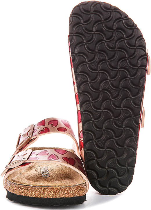 Birkenstock Arizona-sandalen | koperkleurig Birko-Flor - hartjesprint voor kinderen - normale pasvorm