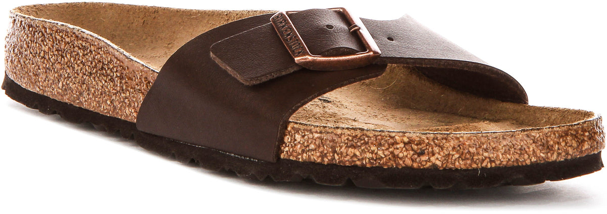 Sandales Birkenstock Madrid | Birko-Flor marron foncé pour femmes - Coupe étroite