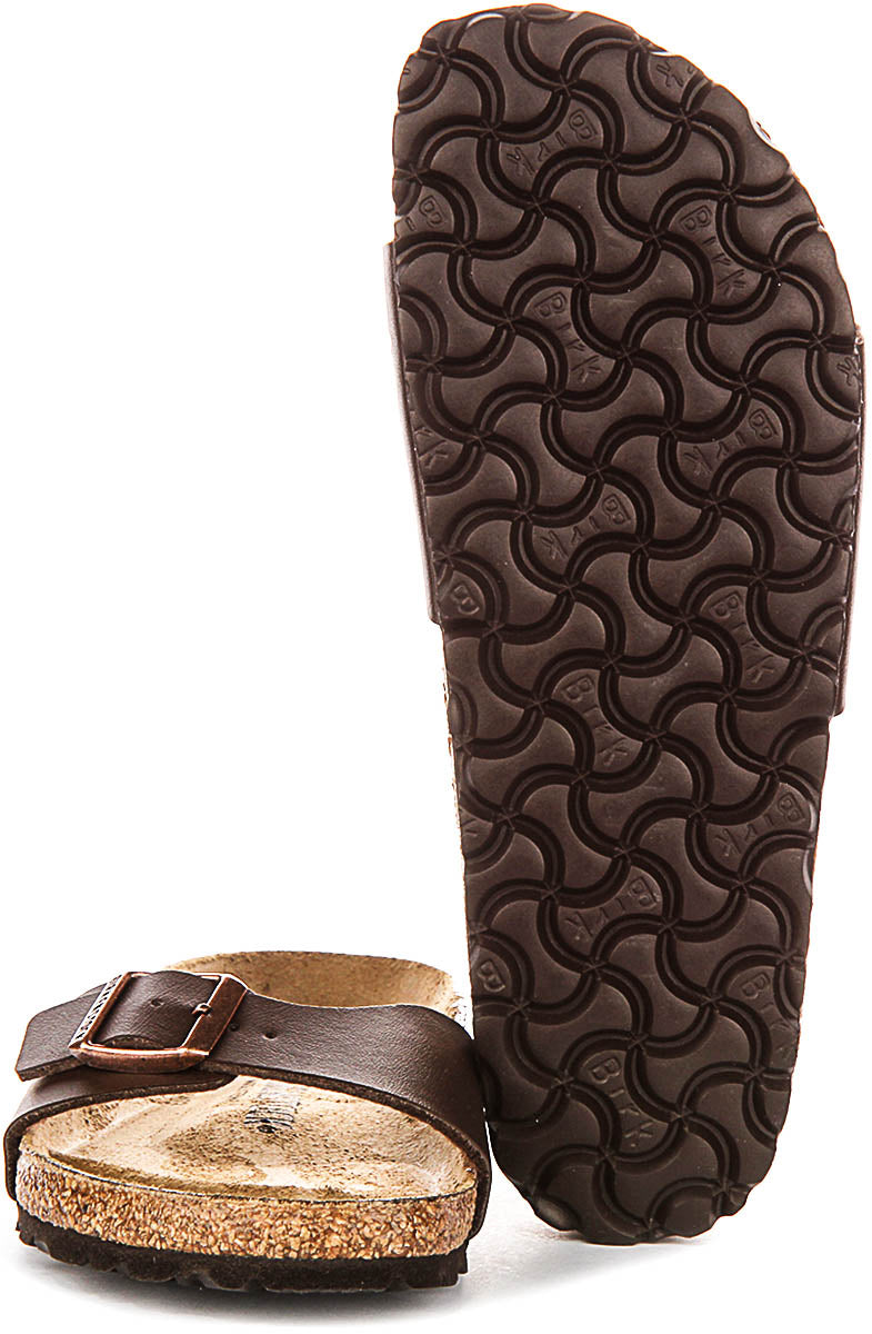 Sandales Birkenstock Madrid | Birko-Flor marron foncé pour femmes - Coupe étroite