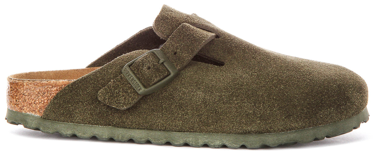 Zuecos Birkenstock Boston | Birko-Flor verde oscuro para hombre y mujer - Ajuste estrecho
