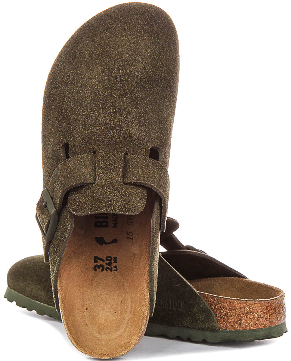 Zuecos Birkenstock Boston | Birko-Flor verde oscuro para hombre y mujer - Ajuste estrecho