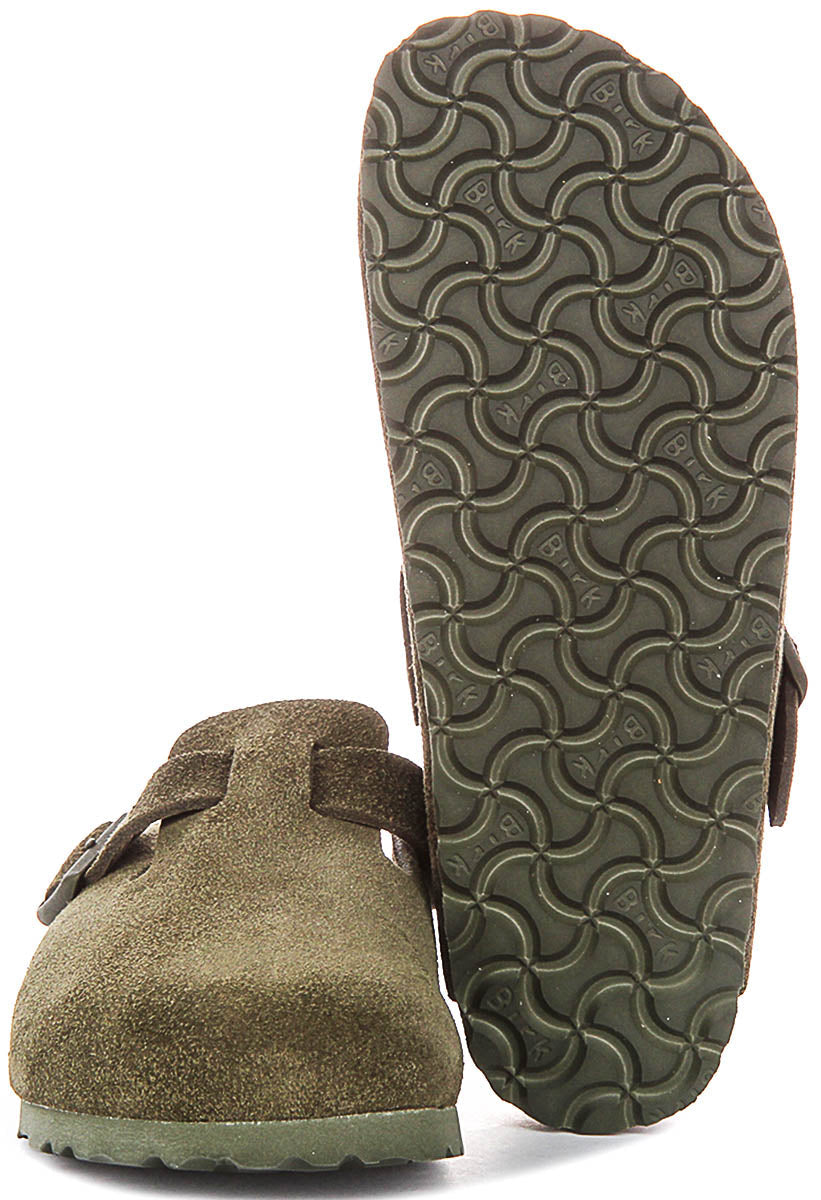 Zuecos Birkenstock Boston | Birko-Flor verde oscuro para hombre y mujer - Ajuste estrecho