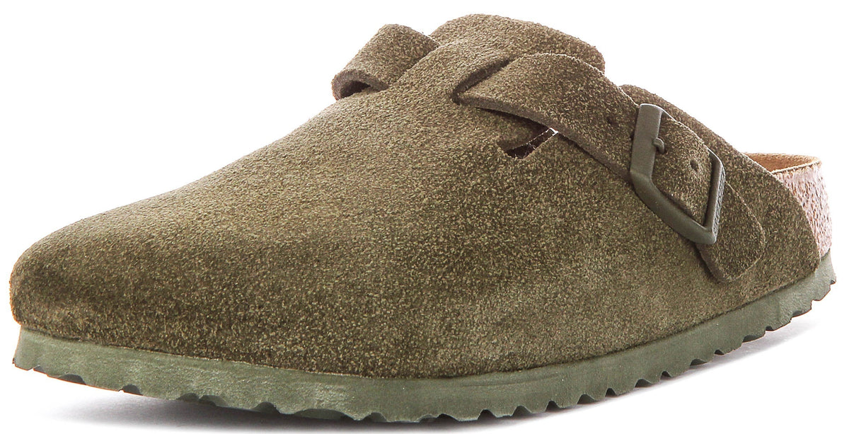 Zuecos Birkenstock Boston | Birko-Flor verde oscuro para hombre y mujer - Ajuste estrecho