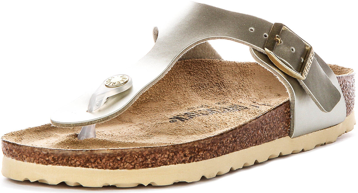 Sandalias Birkenstock Gizeh | Birko-Flor dorado para niños - Horma estrecha