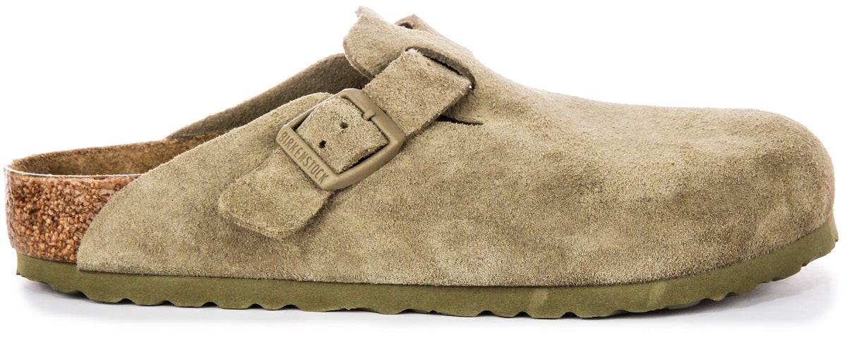 Zuecos Birkenstock Boston | Birko-Flor color caqui para hombres y mujeres