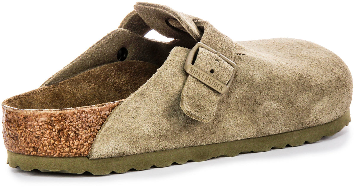 Zuecos Birkenstock Boston | Birko-Flor color caqui para hombres y mujeres