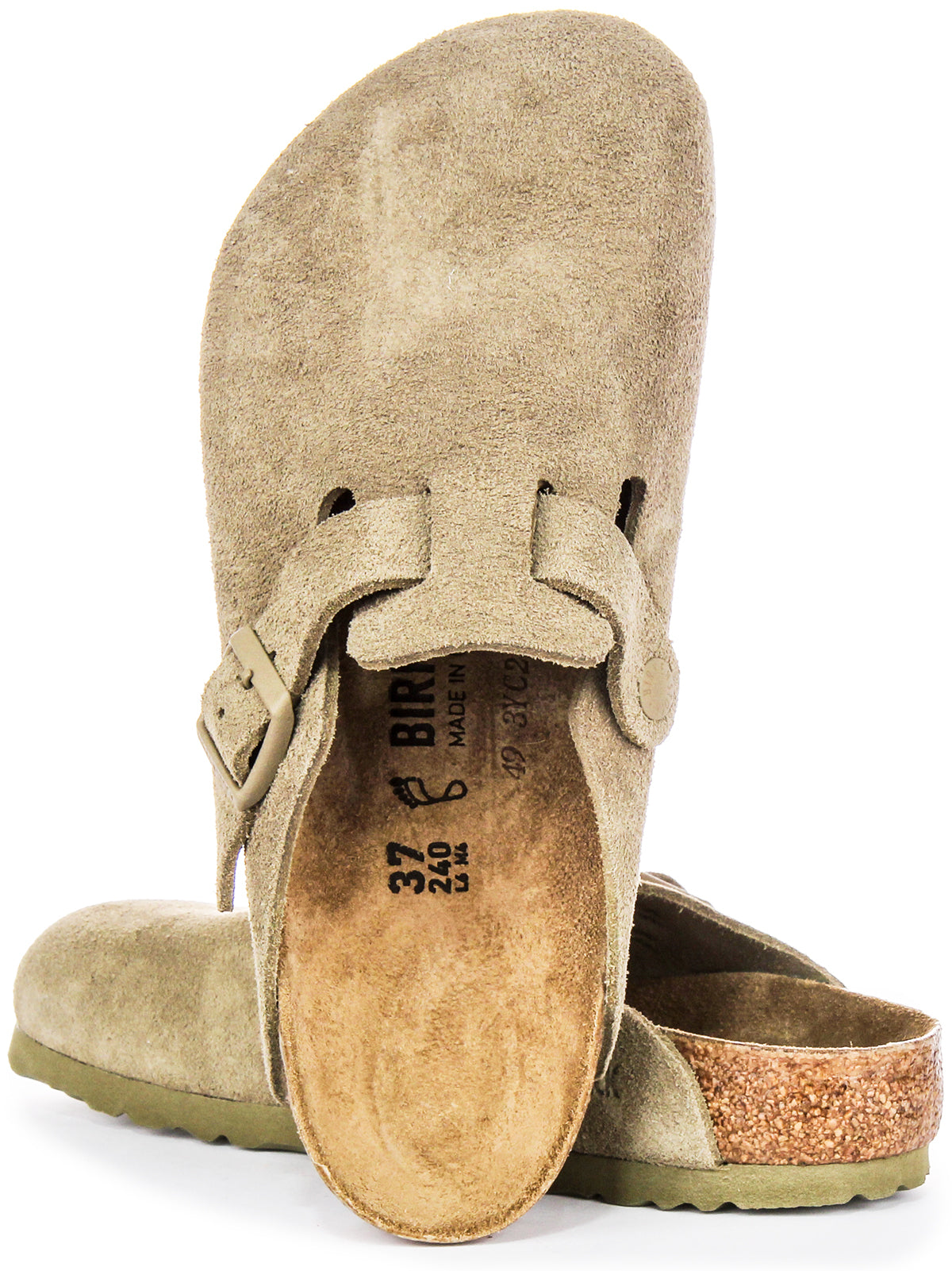 Zuecos Birkenstock Boston | Birko-Flor color caqui para hombres y mujeres