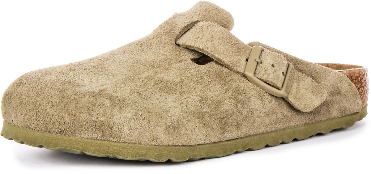 Zuecos Birkenstock Boston | Birko-Flor color caqui para hombres y mujeres