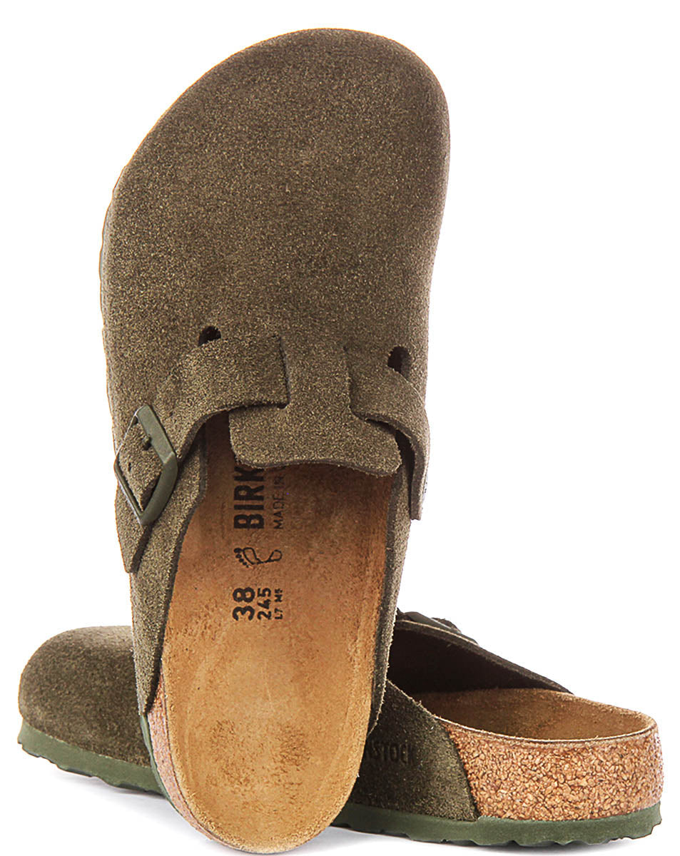 Zuecos Birkenstock Boston | Birko-Flor verde para hombre y mujer - Horma normal