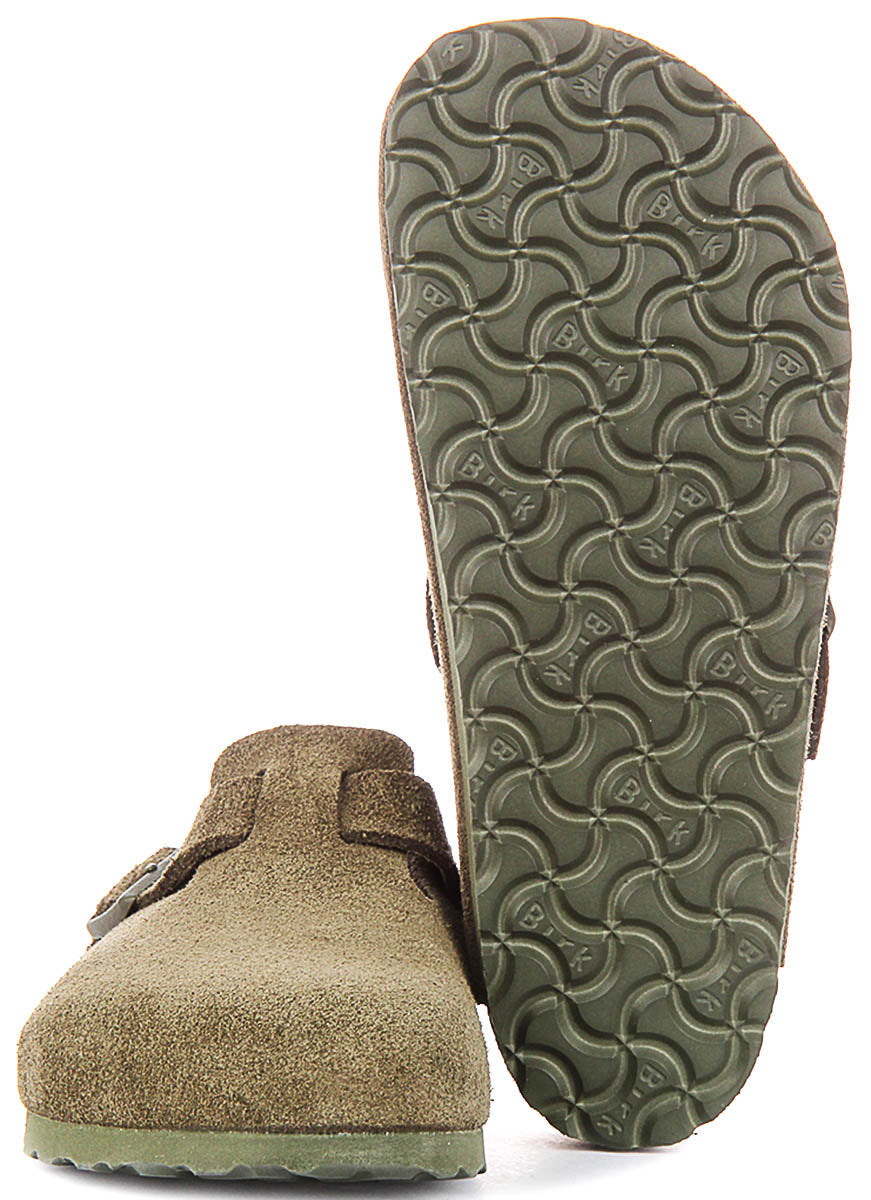 Zuecos Birkenstock Boston | Birko-Flor verde para hombre y mujer - Horma normal