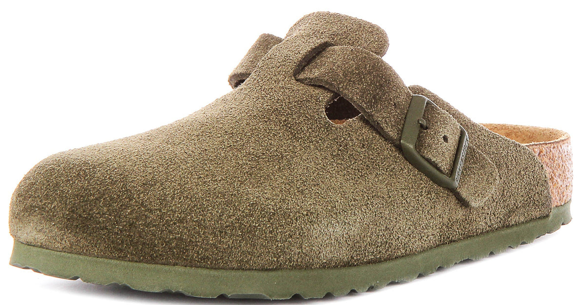 Zuecos Birkenstock Boston | Birko-Flor verde para hombre y mujer - Horma normal