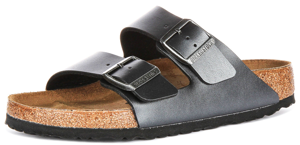 Birkenstock Arizona-sandalen | metallic zwart Birko-Flor - metallic afwerking voor dames - normale pasvorm