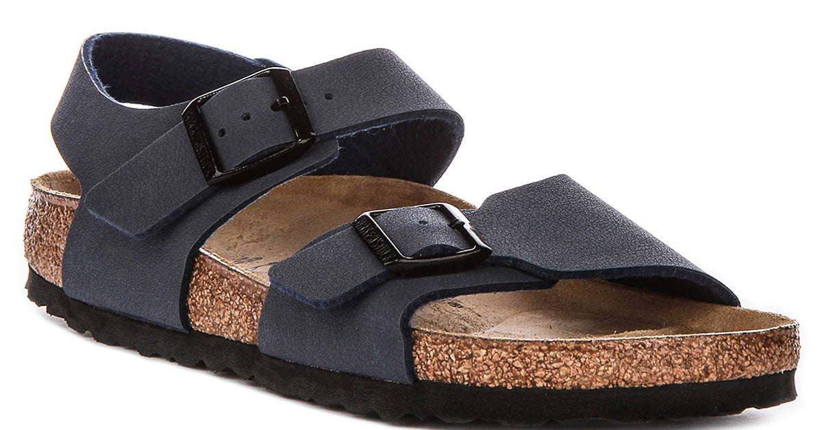 Scarpe Birkenstock New York | Materiale della tomaia originale Birkenstock blu navy per bambini - Calzata stretta