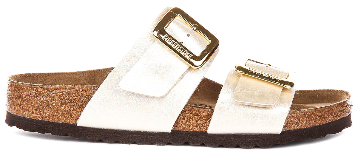 Birkenstock Sydney-tofflor med dämpning | pärlvit Birko-Flor för kvinnor - normal passform