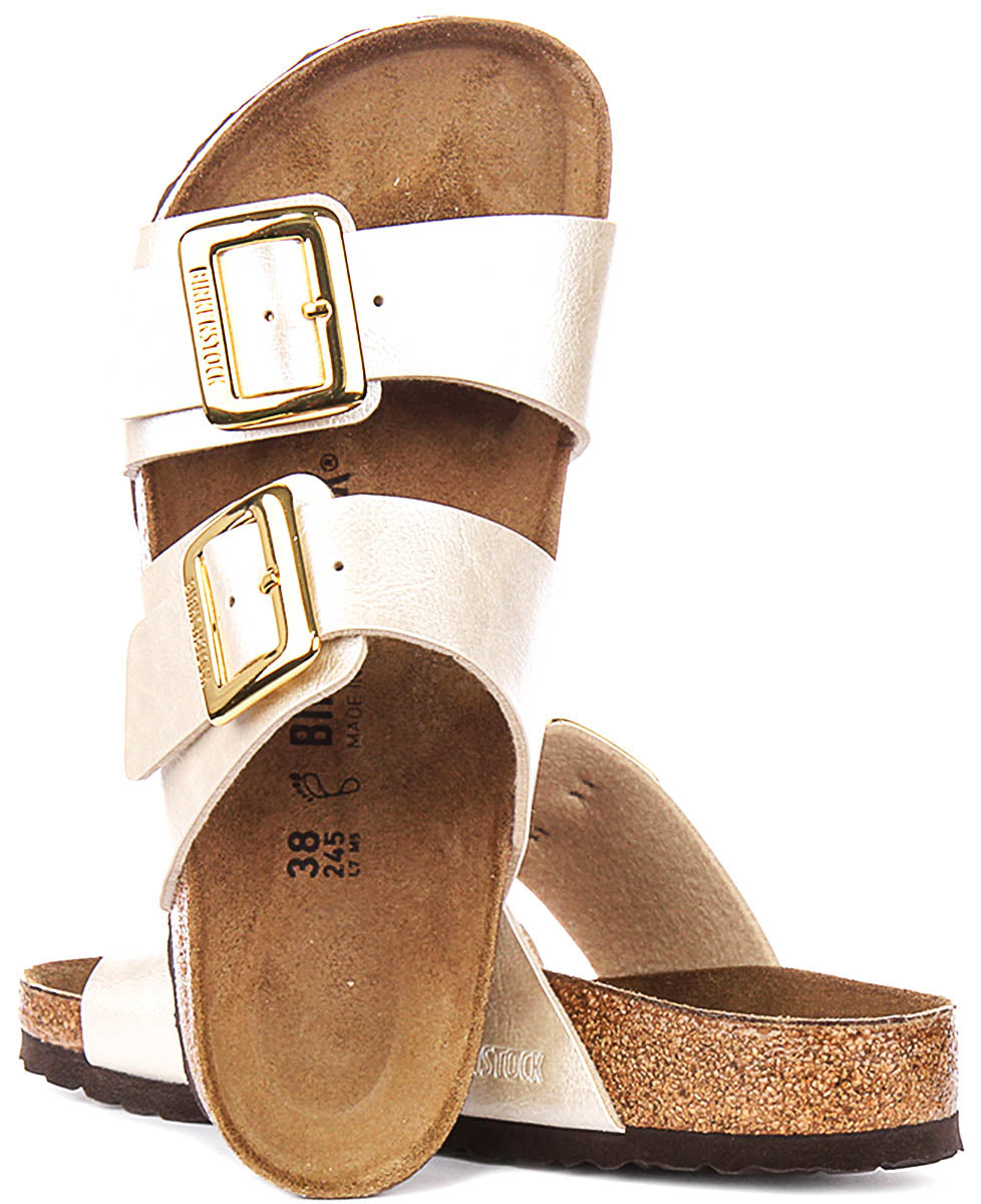Birkenstock Sydney-tofflor med dämpning | pärlvit Birko-Flor för kvinnor - normal passform
