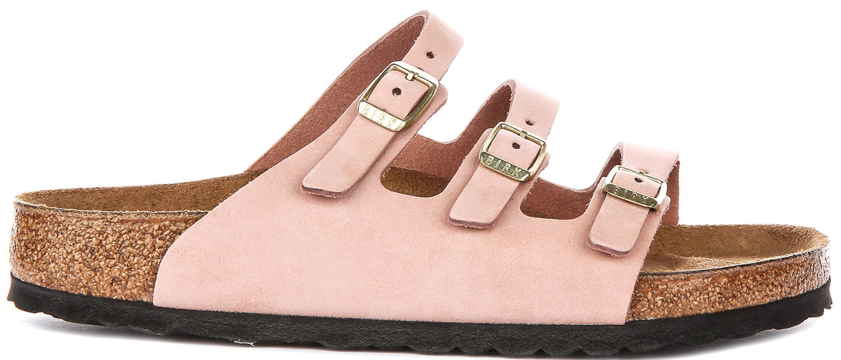 Sandalias Birkenstock Florida | Cuero nobuk rosa para mujer - Horma normal