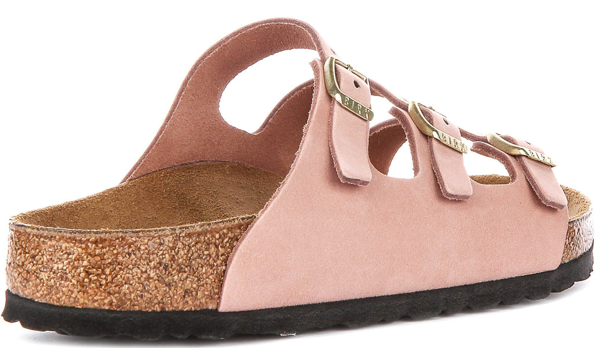 Sandalias Birkenstock Florida | Cuero nobuk rosa para mujer - Horma normal