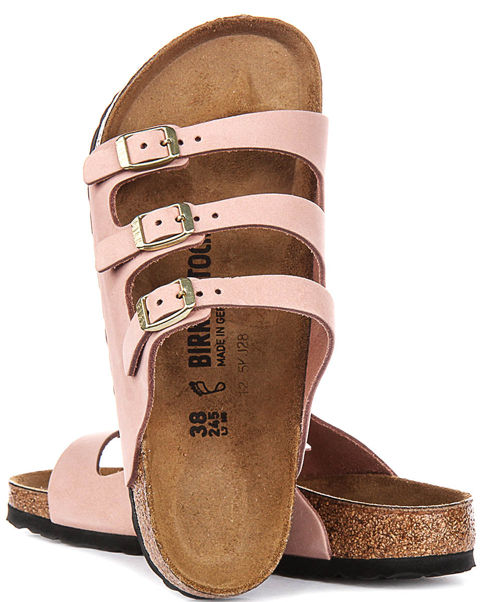Sandalias Birkenstock Florida | Cuero nobuk rosa para mujer - Horma normal