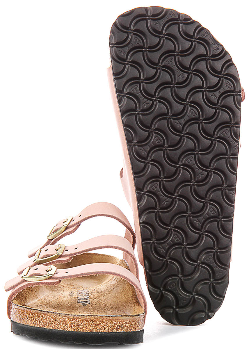 Sandalias Birkenstock Florida | Cuero nobuk rosa para mujer - Horma normal