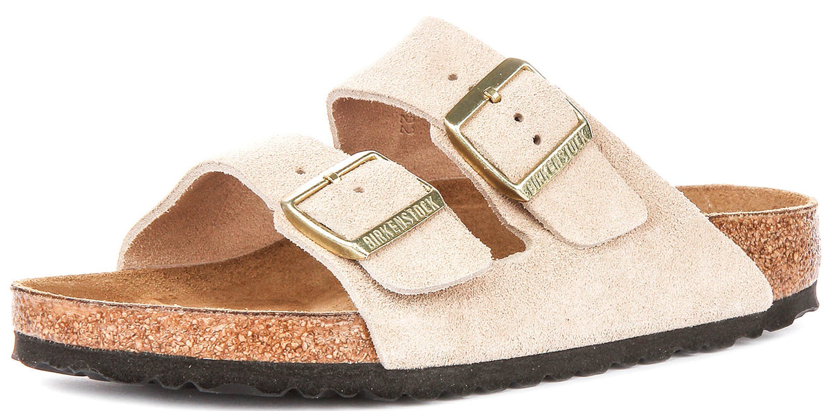 Sandalias Birkenstock Arizona | Birko-Flor color arena para mujer - Horma normal