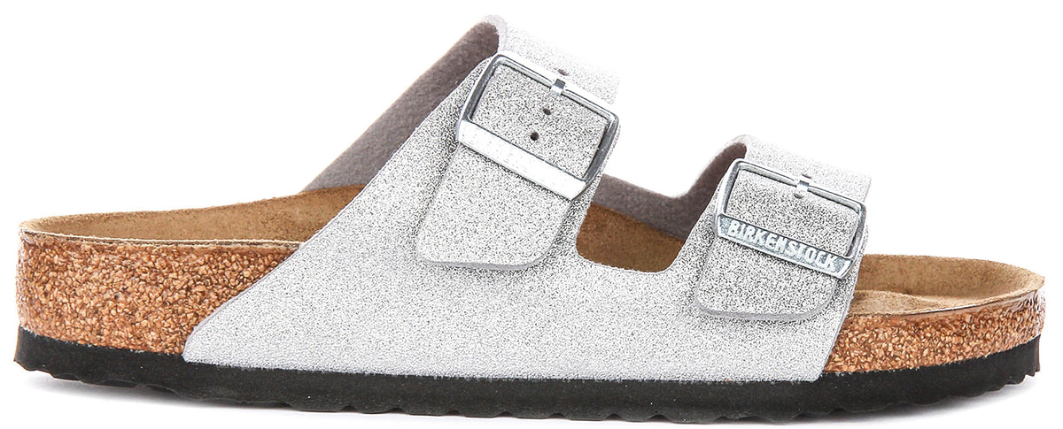 Birkenstock Arizona-sandalen | metallic zilverkleurig Birko-Flor - metallic afwerking voor dames - normale pasvorm