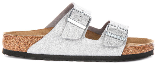 Birkenstock Arizona-sandalen | metallic zilverkleurig Birko-Flor - metallic afwerking voor dames - normale pasvorm